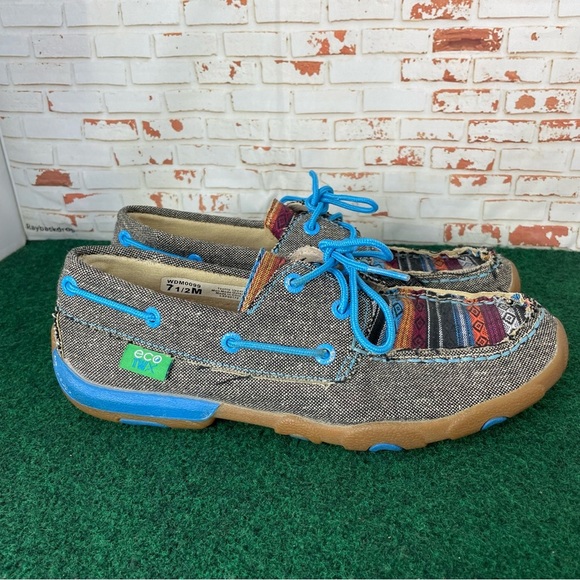 Twisted X Aztec Print Driving Moc Boat Shoes - Picture 2 of 11